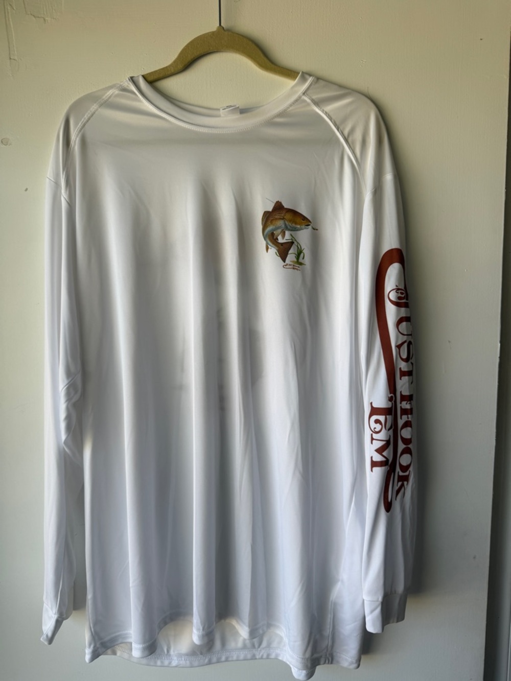 Costa Long Sleeve Performance Tee - White with Brown Logo